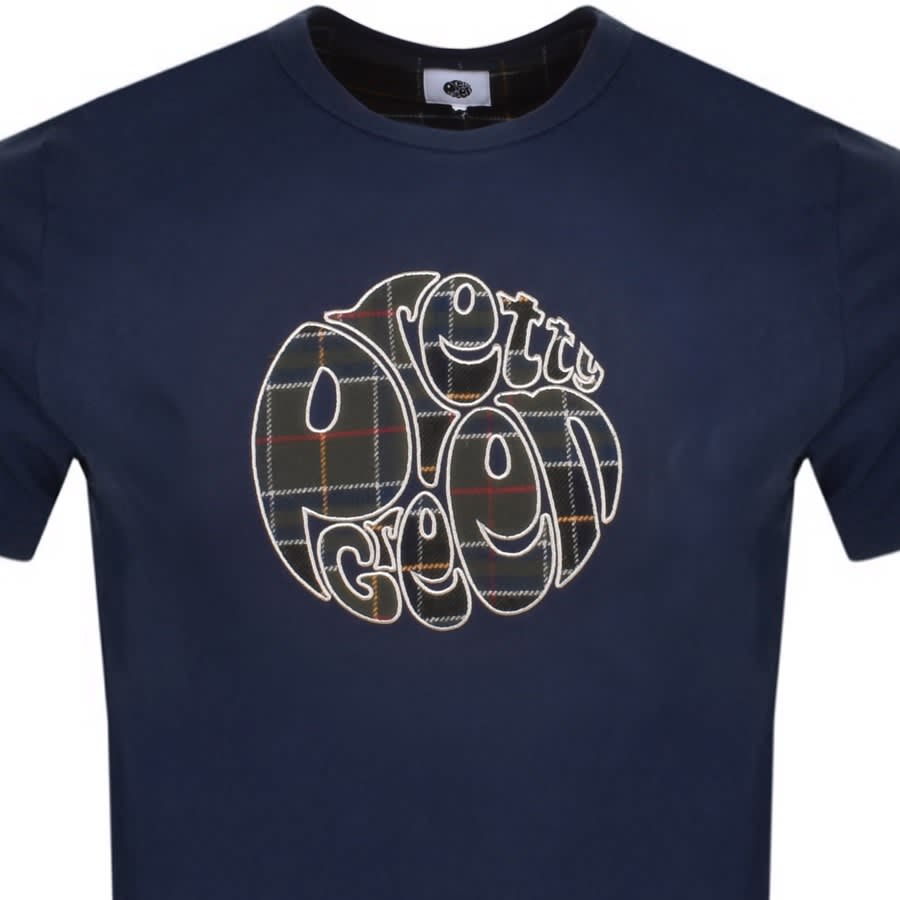 Pretty Green Thomas Check Logo T Shirt Navy Mainline Menswear