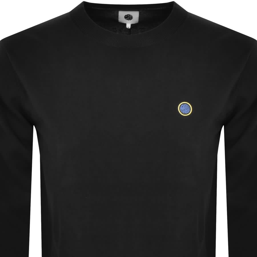Pretty Green Cotton Tipped Knit Jumper Black Mainline Menswear