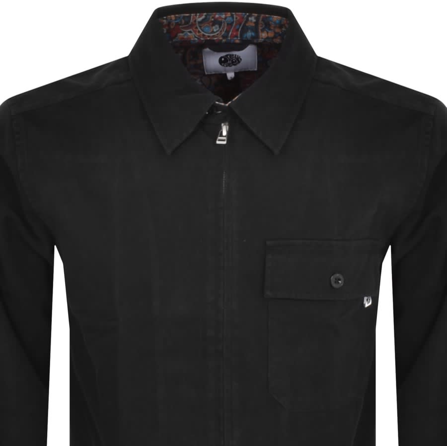 Pretty Green Wonderwall Zip Overshirt Black | Mainline Menswear