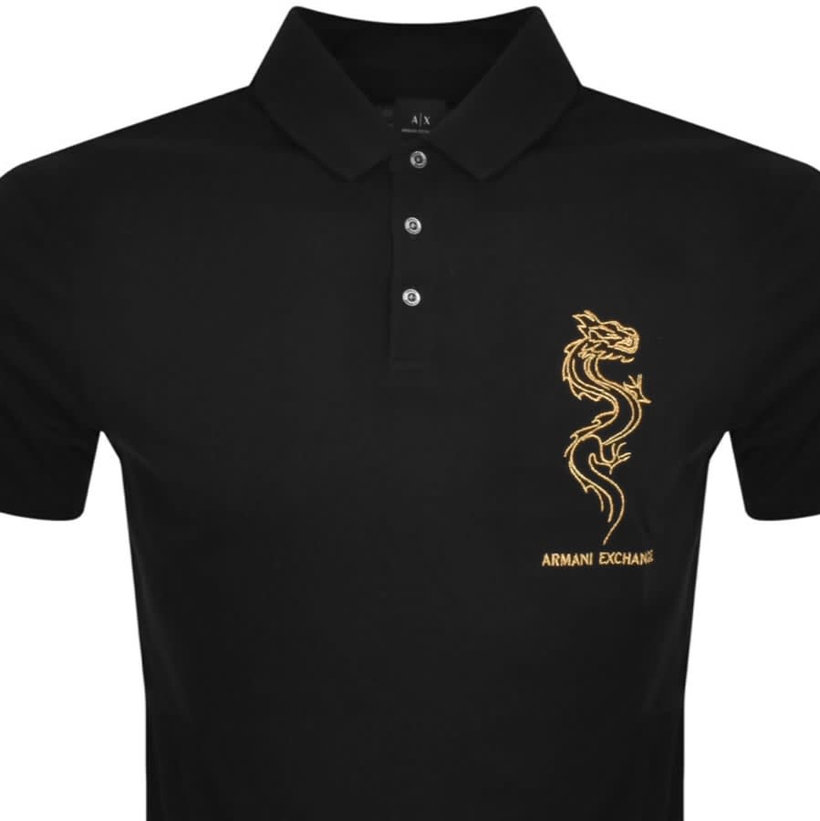 Armani Exchange Dragon Logo Polo T Shirt Black Mainline Menswear