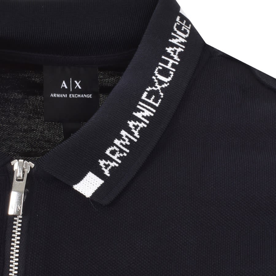Armani Exchange Quarter Zip Polo T Shirt Navy Mainline Menswear