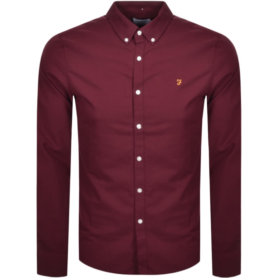 Farah Vintage Brewer Long Sleeve Shirt Burgundy Mainline Menswear