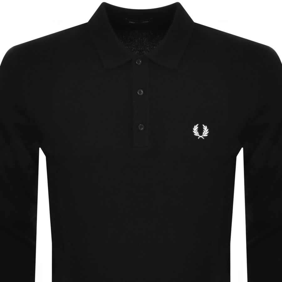 Fred Perry Laurel Wreath Trim Knit Jumper Black Mainline Menswear Denmark