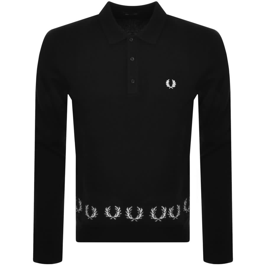 Fred Perry Laurel Wreath Trim Knit Jumper Black