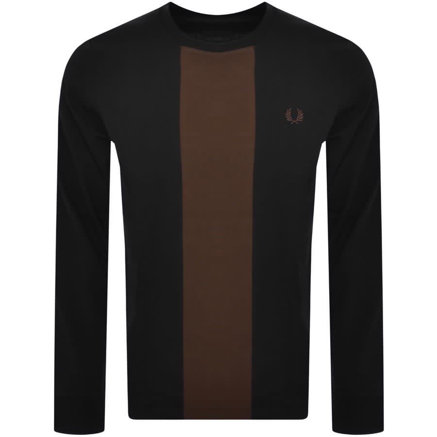 Fred Perry Panelled Long Sleeved T Shirt Black