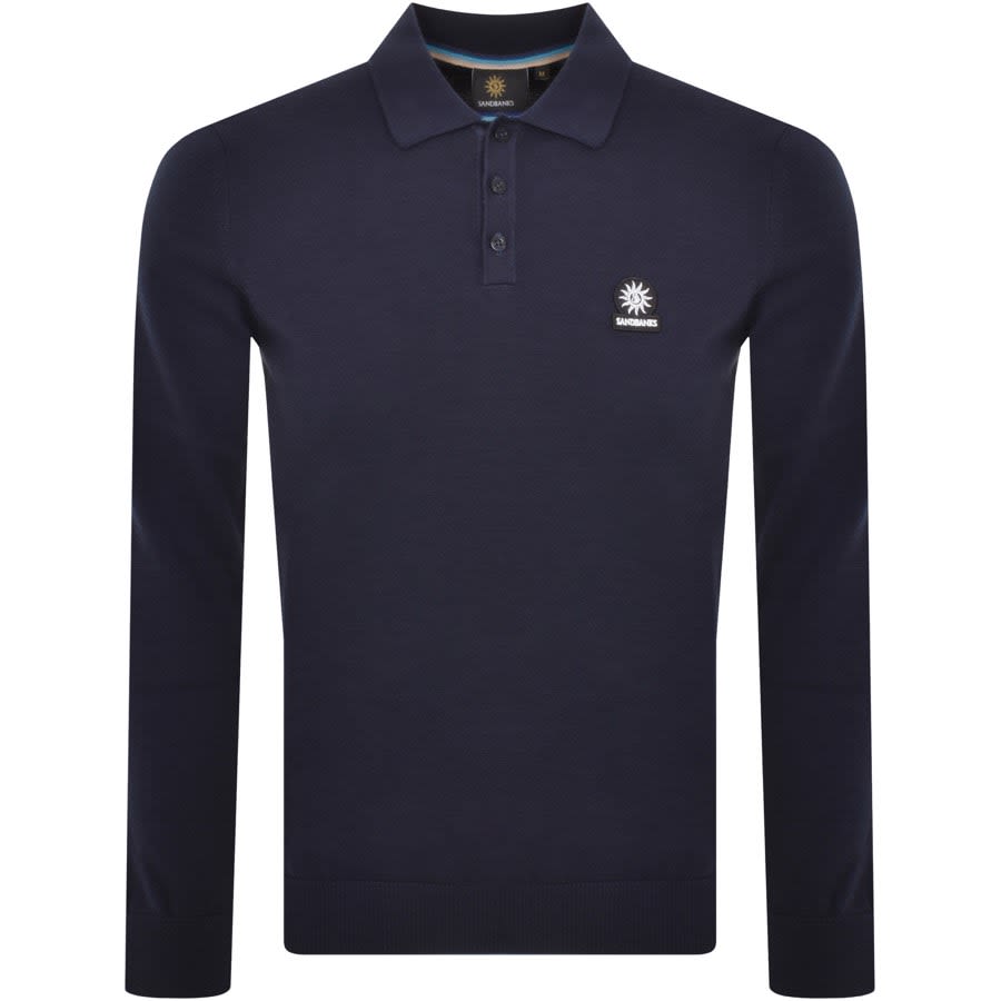 Sandbanks Knitted Long Sleeve Polo T Shirt Navy | Mainline Menswear
