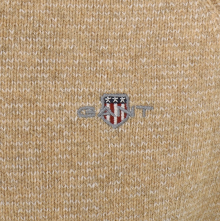 Gant Classic Bicoloured Knit Jumper Beige Mainline Menswear