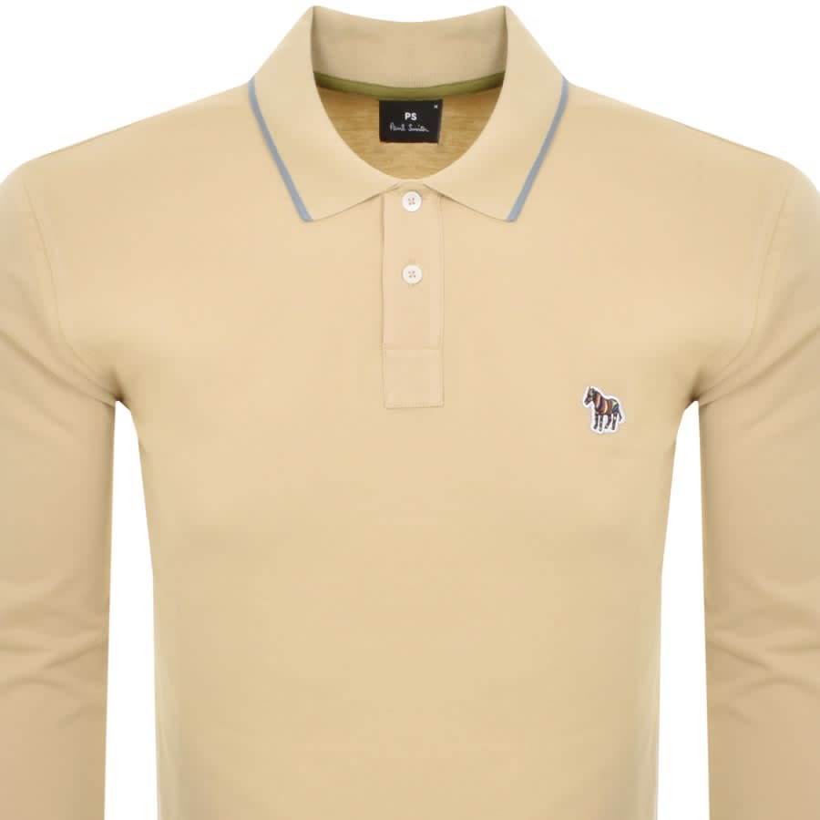 Paul Smith Zebra Badge Long Sleeve Polo Beige Mainline Menswear