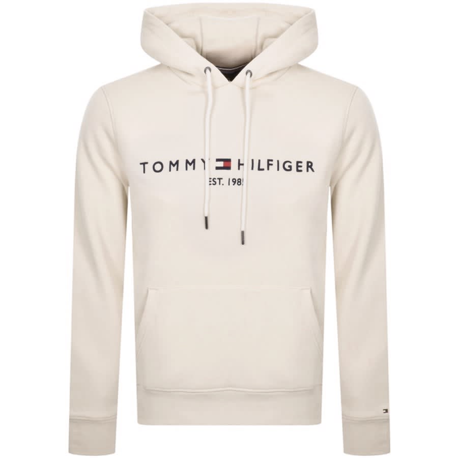 Tommy Hilfiger Logo Hoodie Cream | Mainline Menswear