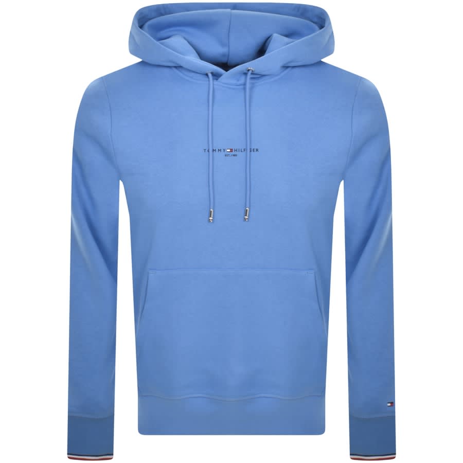 Tommy Hilfiger Logo Tipped Hoodie Blue | Mainline Menswear