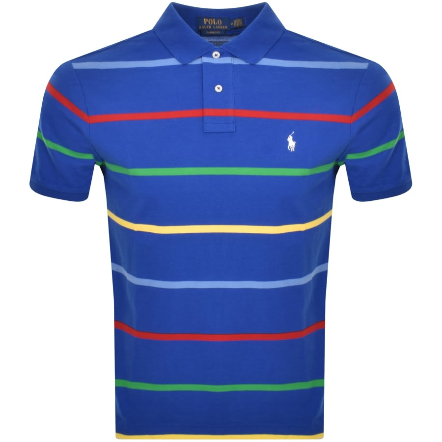 Ralph Lauren Striped Polo T Shirt Blue | Mainline Menswear