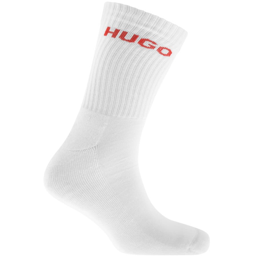 HUGO 6 Pack Logo Socks White Mainline Menswear