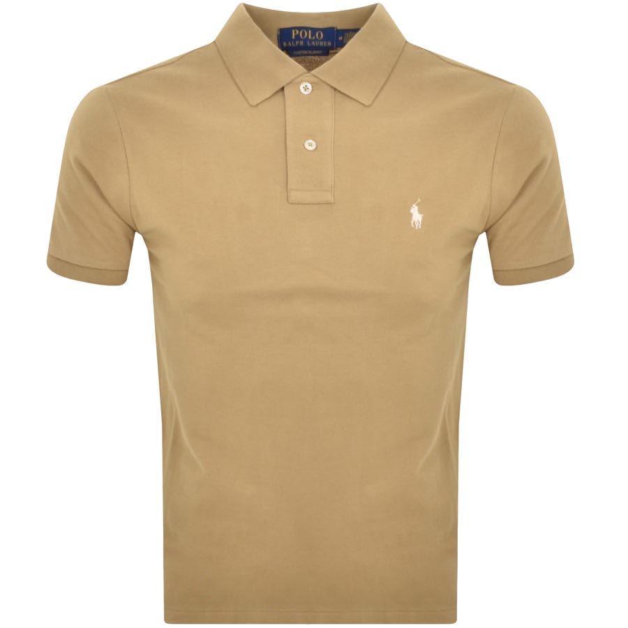 Ralph Lauren Custom Slim Polo T Shirt Brown | Mainline Menswear