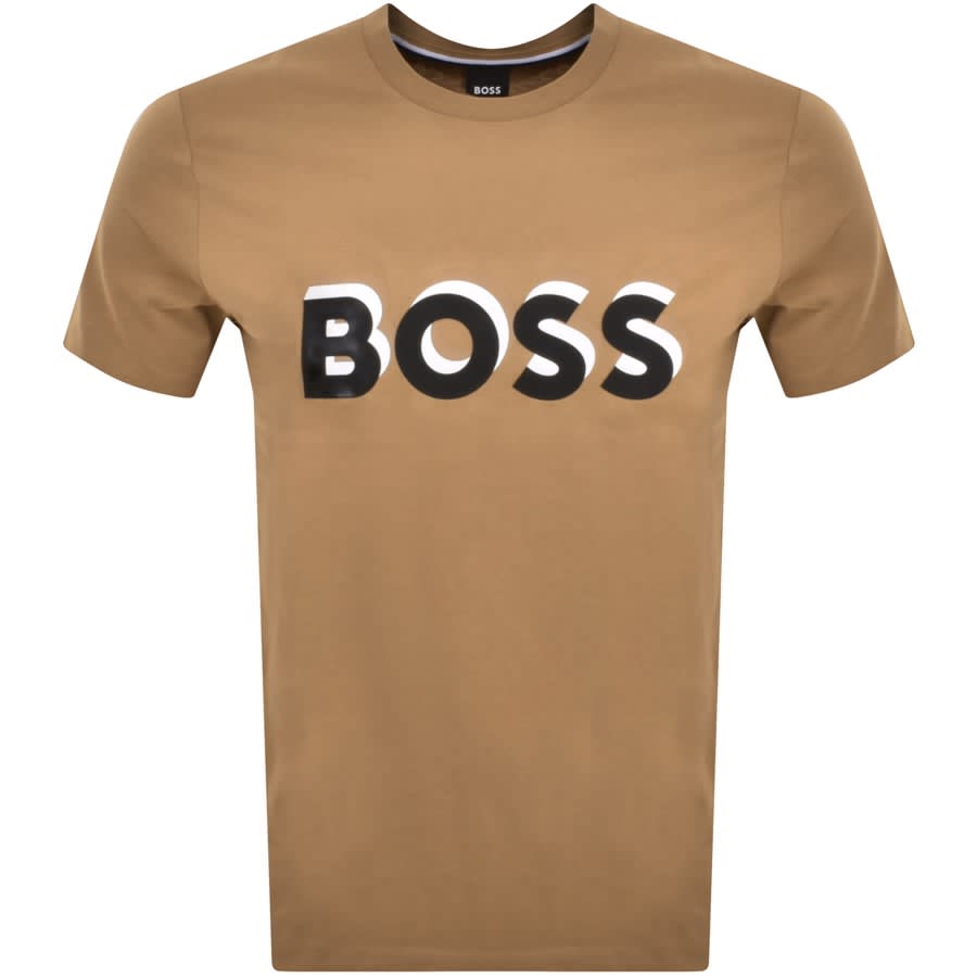 BOSS Tiburt 427 Logo T Shirt Beige | Mainline Menswear