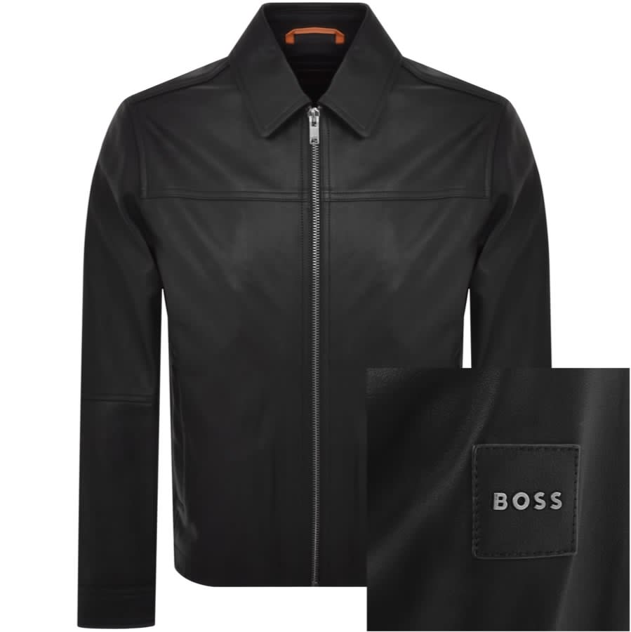 BOSS Jomir Leather Jacket Black Mainline Menswear