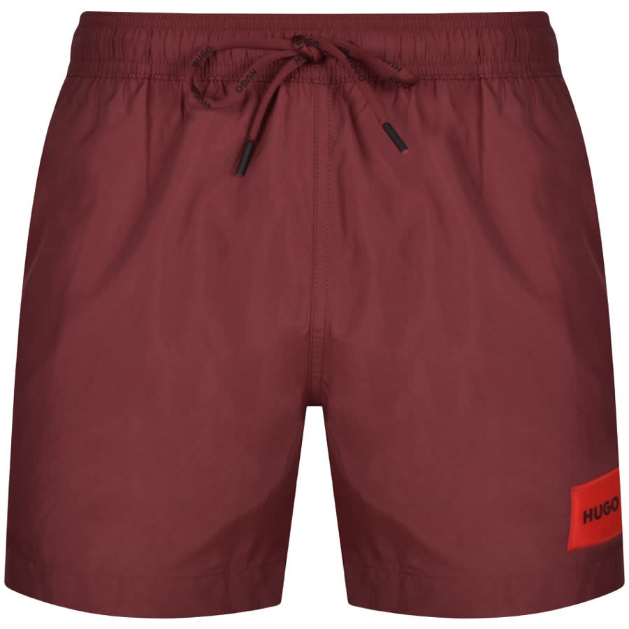 Red designer top swim shorts