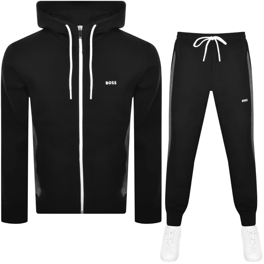 BOSS Hooded Full Zip Tracksuit Set Black | Mainline Menswear
