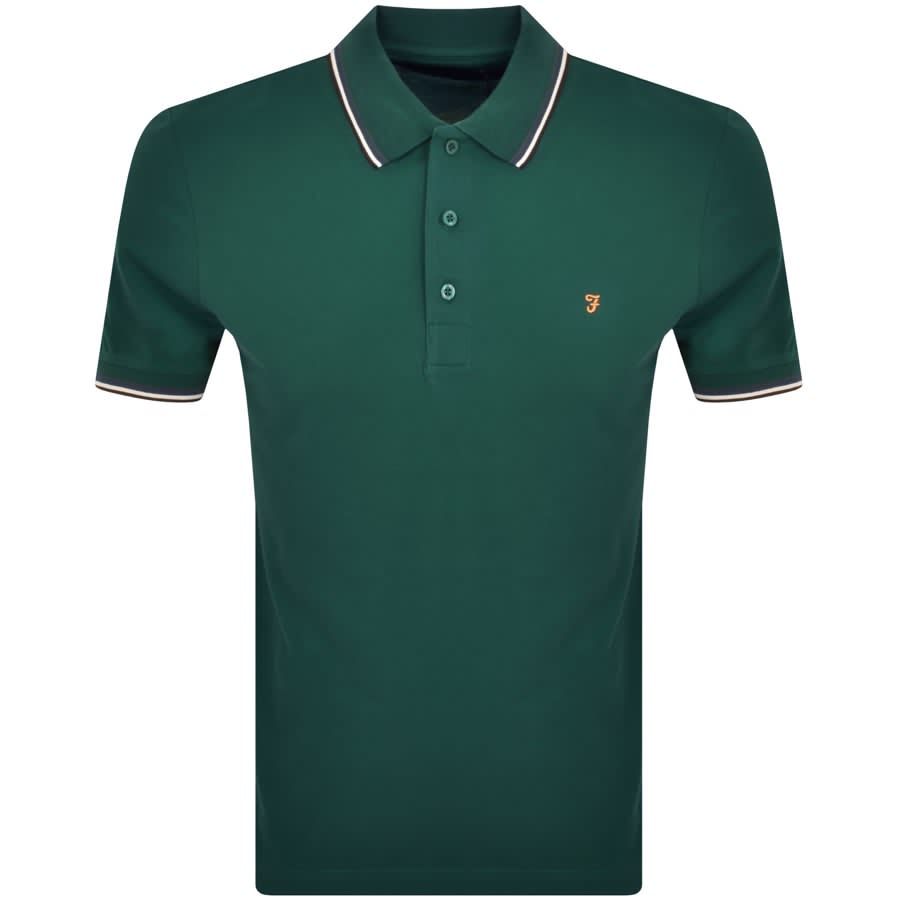 Farah Vintage Alvin Tipped Polo T Shirt Green | Mainline Menswear