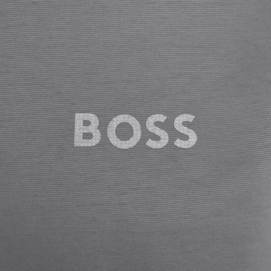 BOSS Plisy Mirror Long Sleeve Polo T Shirt Grey Mainline