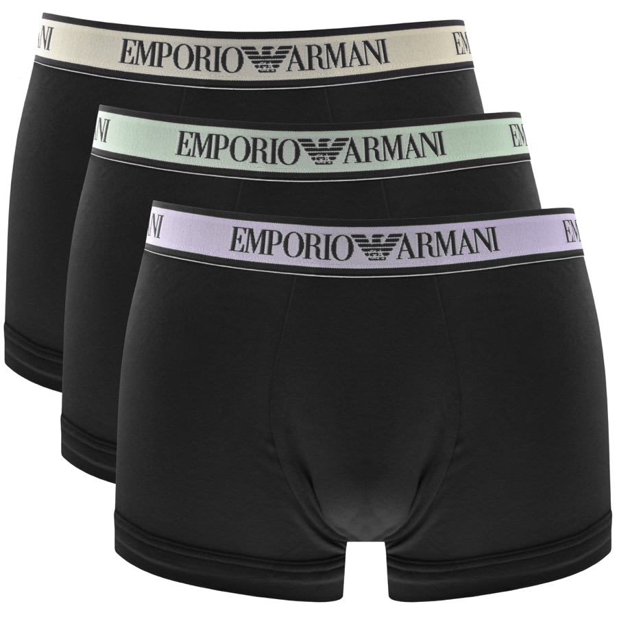 Emporio Armani Underwear Three Pack Trunks Black