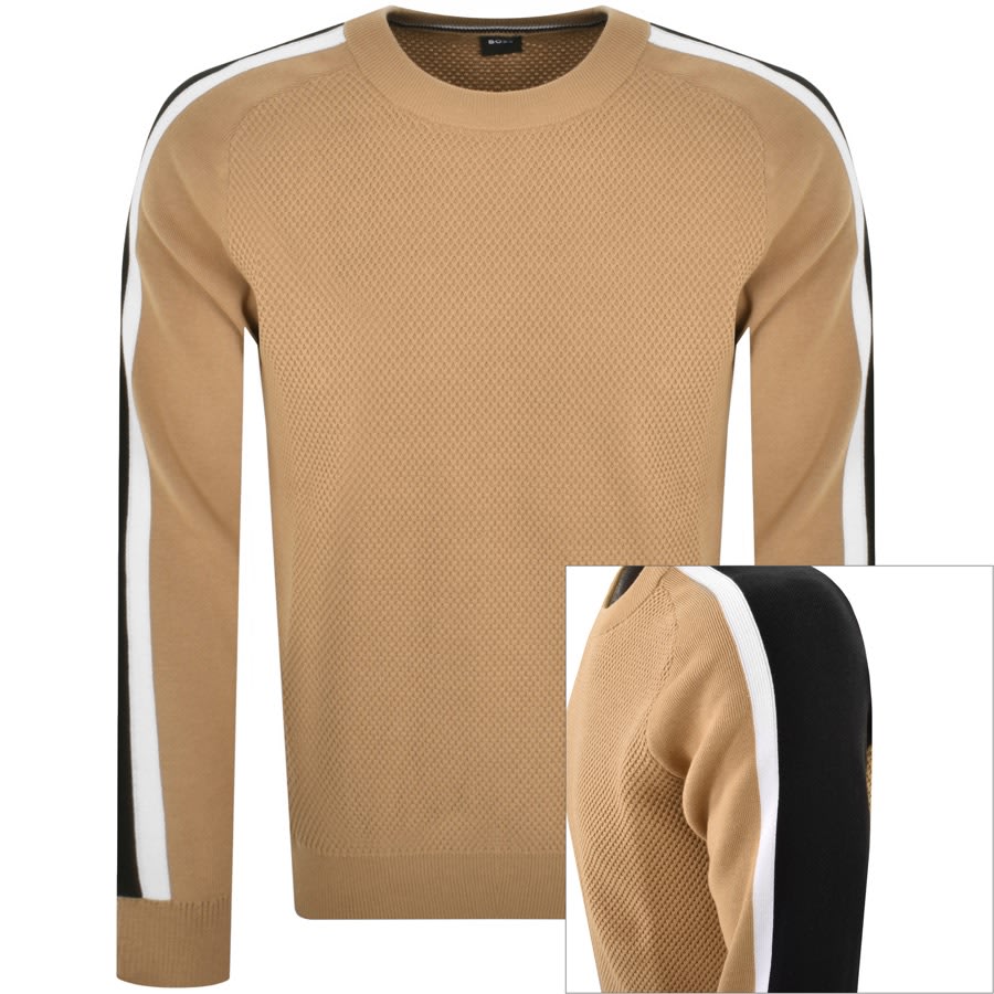 BOSS Pontevico Knit Jumper Beige Mainline Menswear