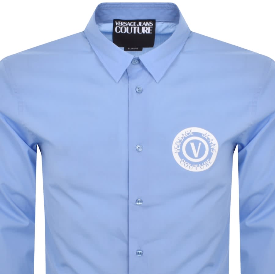 Versace Blue Long Sleeve Shirt Online | website.jkuat.ac.ke