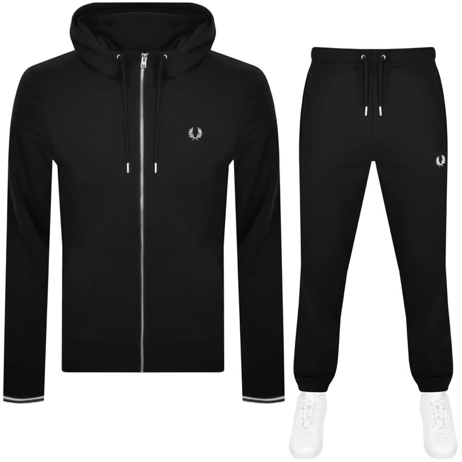 Fred Perry Tipped Hooded Zip Tracksuit Black | Mainline Menswear