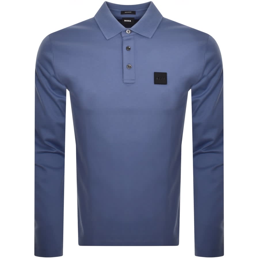 BOSS Pado 08 Long Sleeve Polo T Shirt Blue | Mainline Menswear