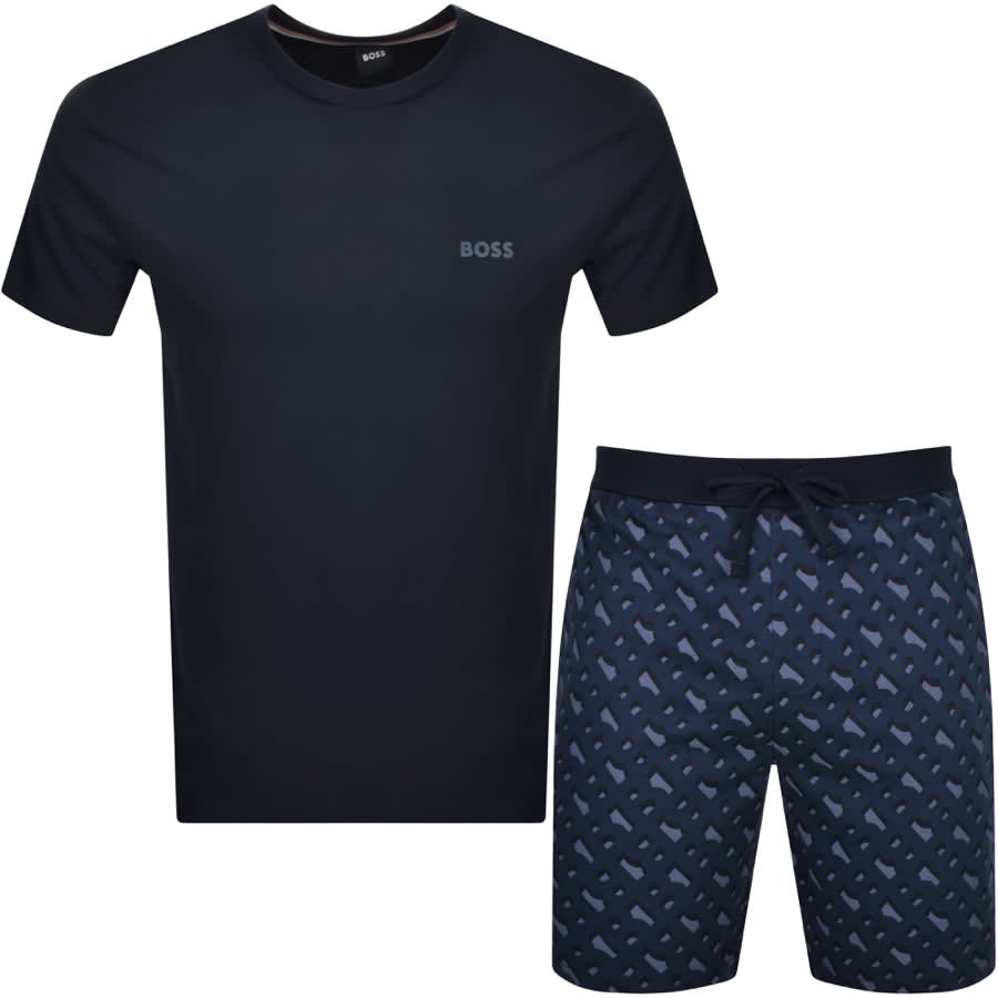 BOSS Mono Lounge T Shirt And Short Set Navy | Mainline Menswear
