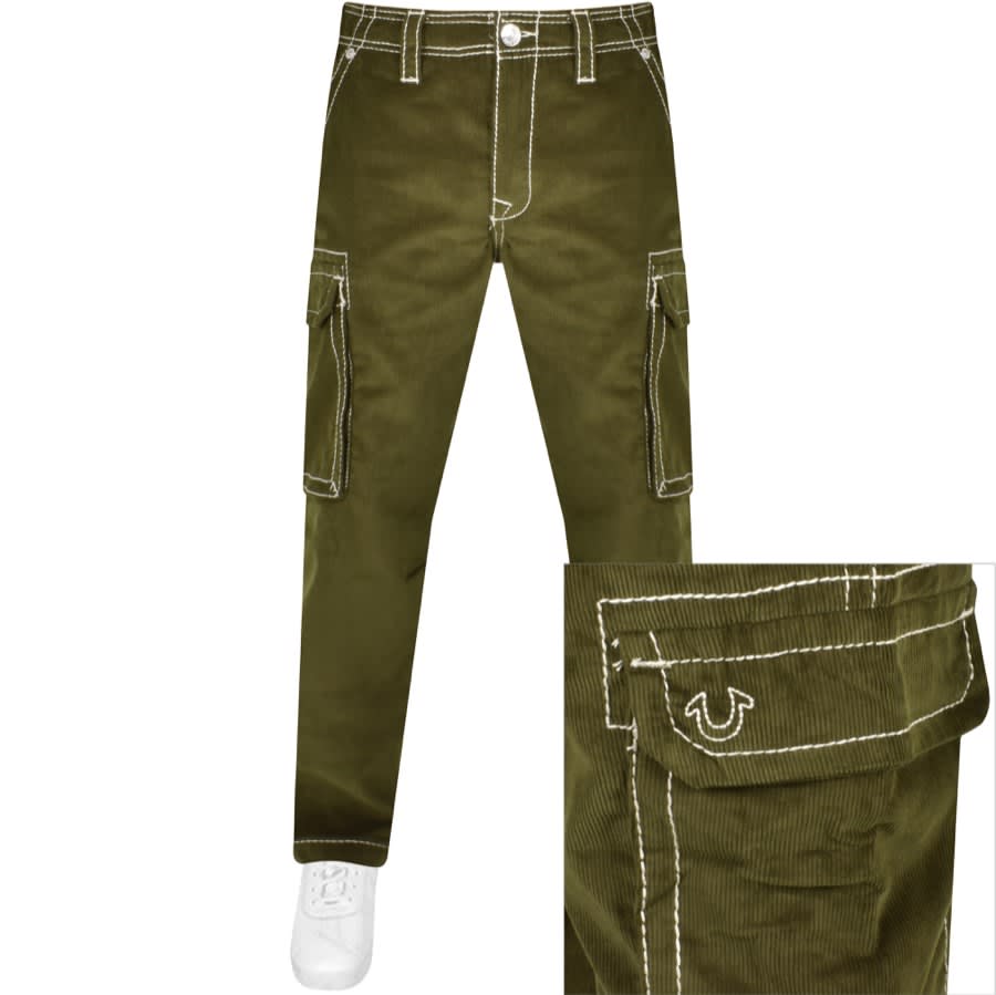 True Religion Corduroy Cargo Trousers Green
