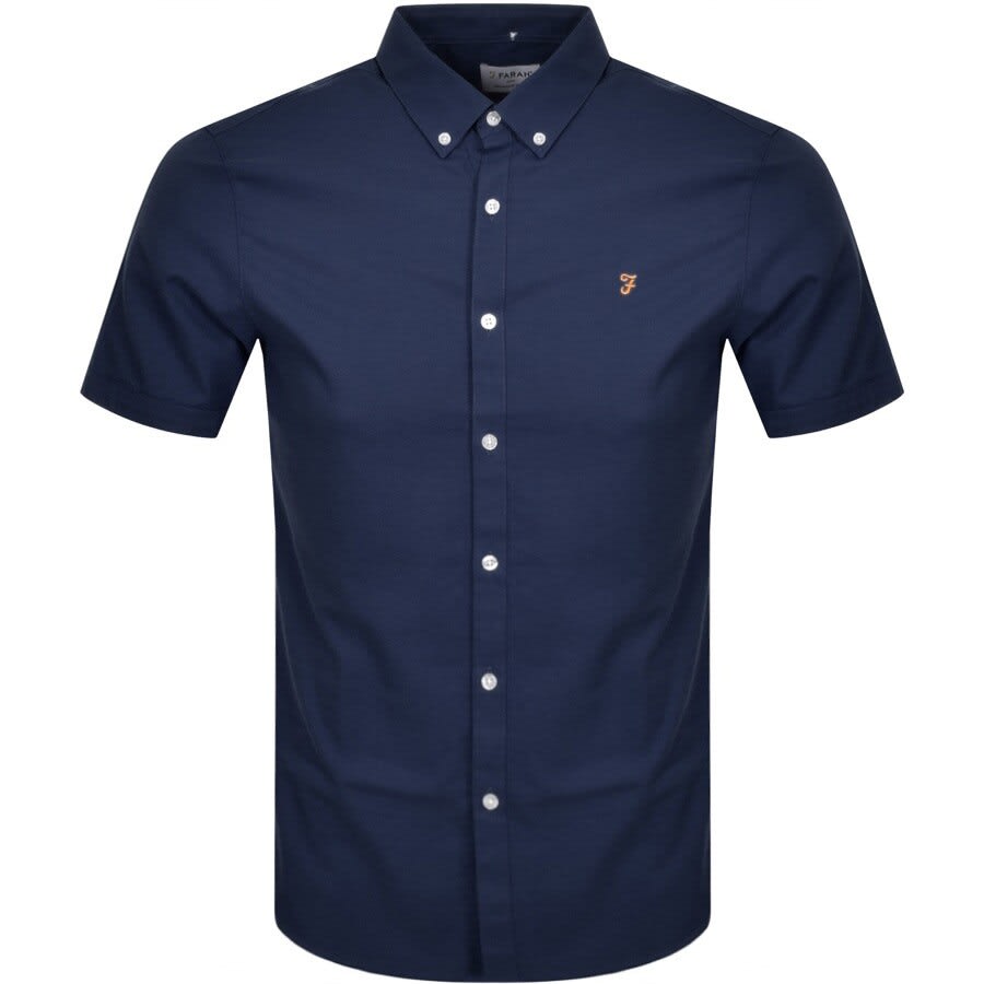 Farah Vintage Brewer Slim Short Sleeve Shirt Navy | Mainline Menswear