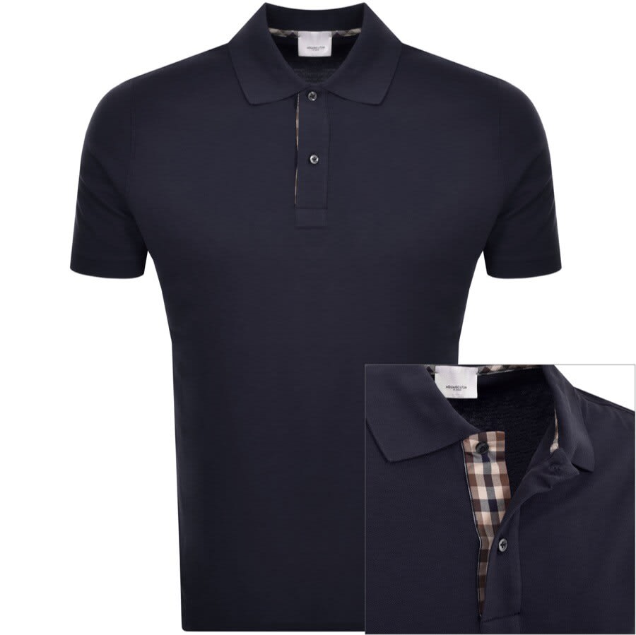 Aquascutum Pique Polo T Shirt Navy | Mainline Menswear