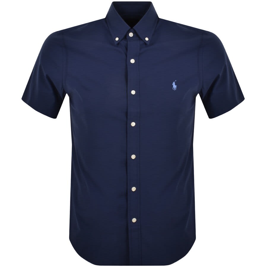 Navy blue dress clearance shirt short sleeve
