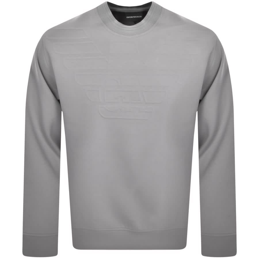 Emporio armani crew neck logo sweatshirt 2025 grey