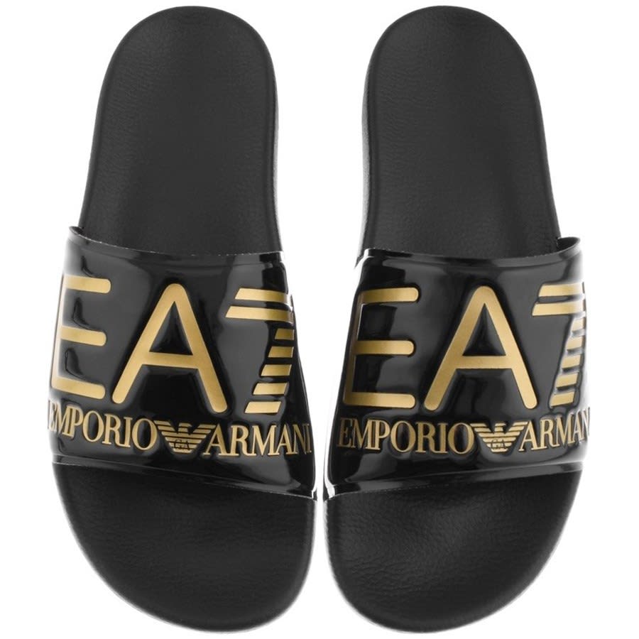 EA7 Emporio Armani Sea World Sliders Black | Mainline Menswear