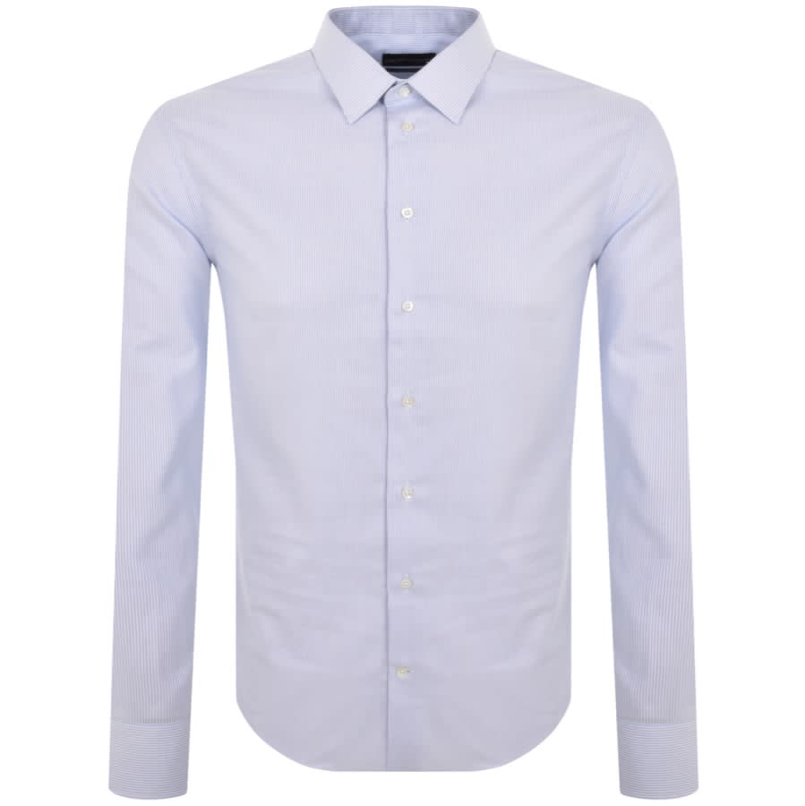 Emporio Armani Logo Long Sleeve Shirt Blue Mainline Menswear