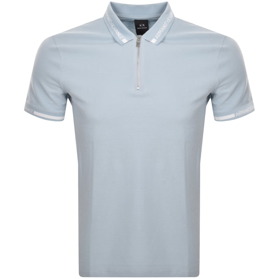 Armani Exchange Quarter Zip Polo T Shirt Blue | Mainline Menswear
