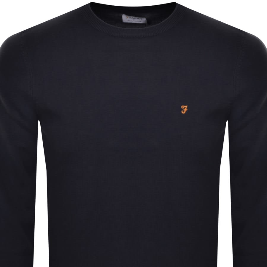 Farah Vintage Mullen Crew Neck Jumper Navy Mainline Menswear