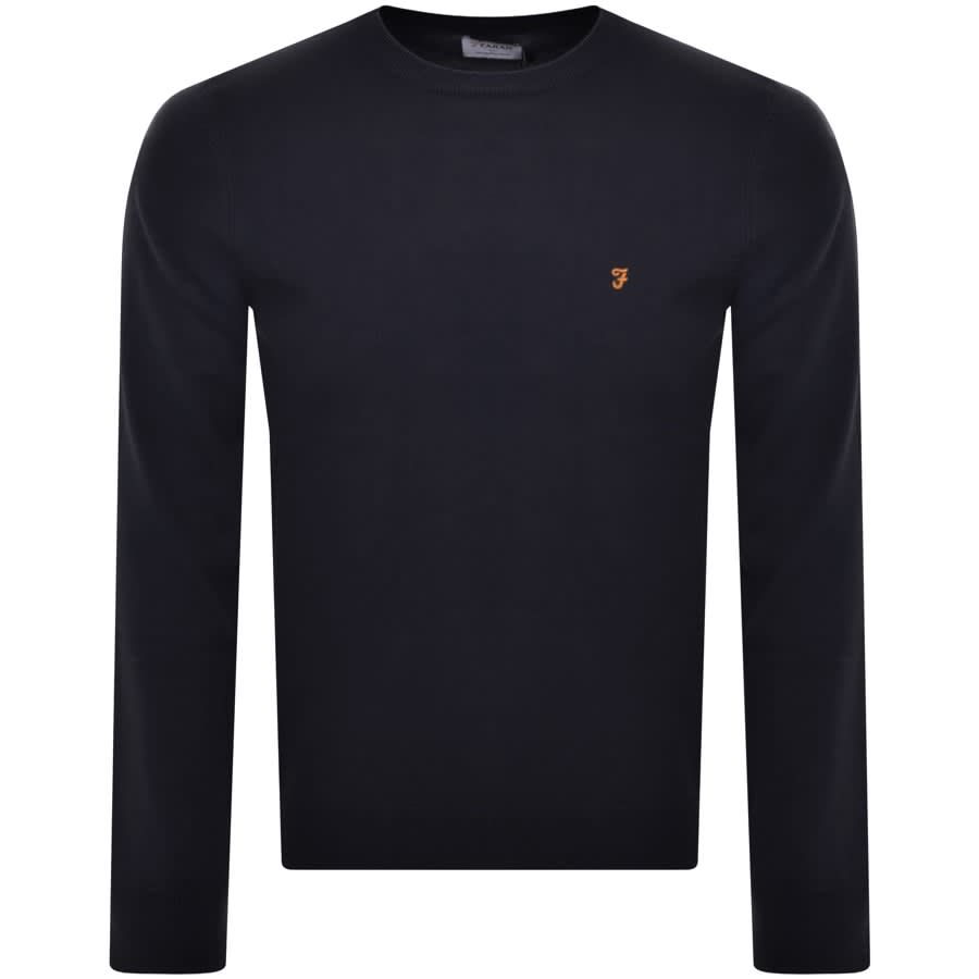 Farah Vintage Mullen Crew Neck Jumper Navy Mainline Menswear