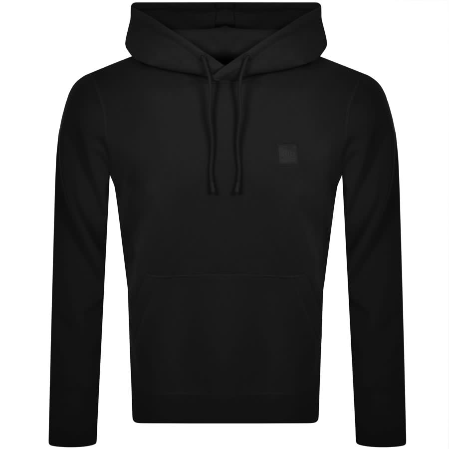 Black hoodie with white drawstring top