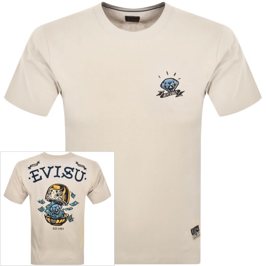 Evisu Diamond Logo T Shirt Cream Mainline Menswear