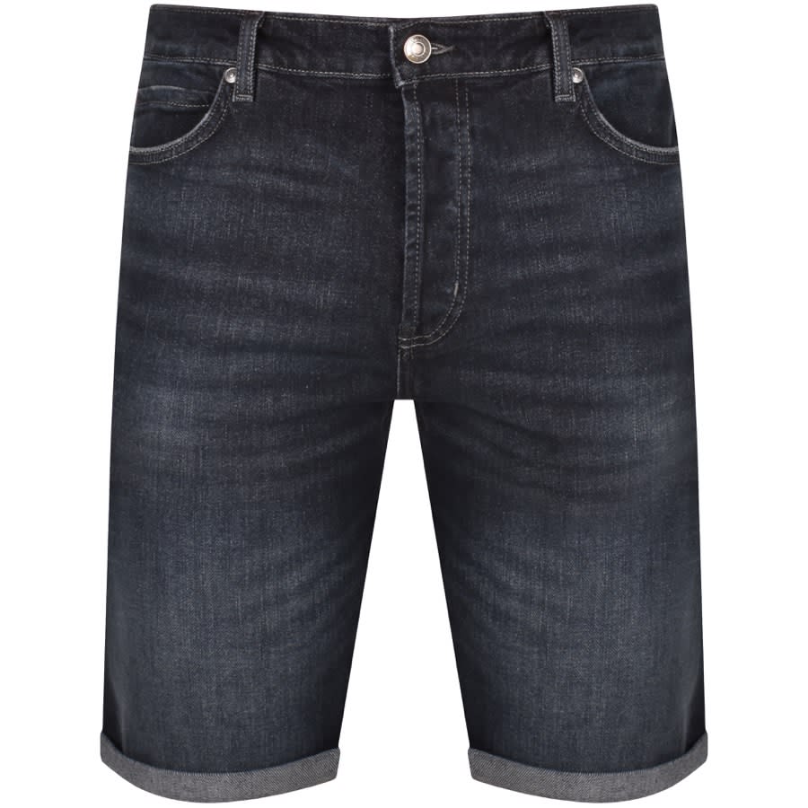 HUGO 634 Denim Logo Dark Wash Shorts Black | Mainline Menswear