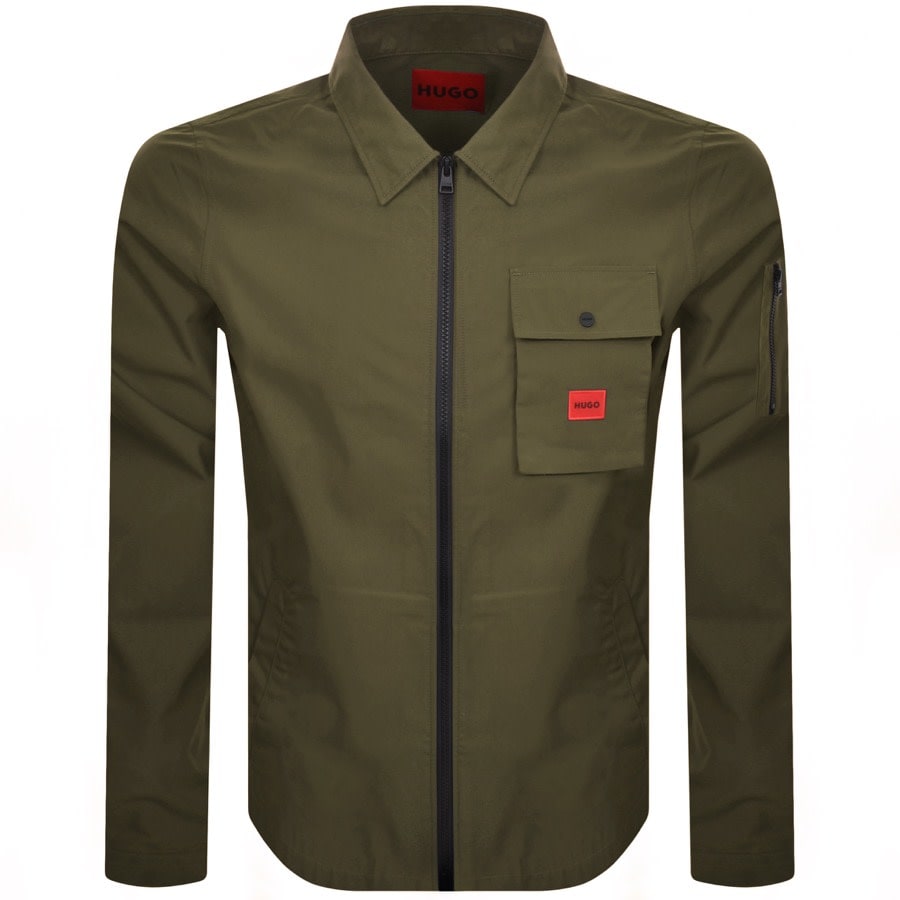 HUGO Emmond Overshirt Jacket Green | Mainline Menswear