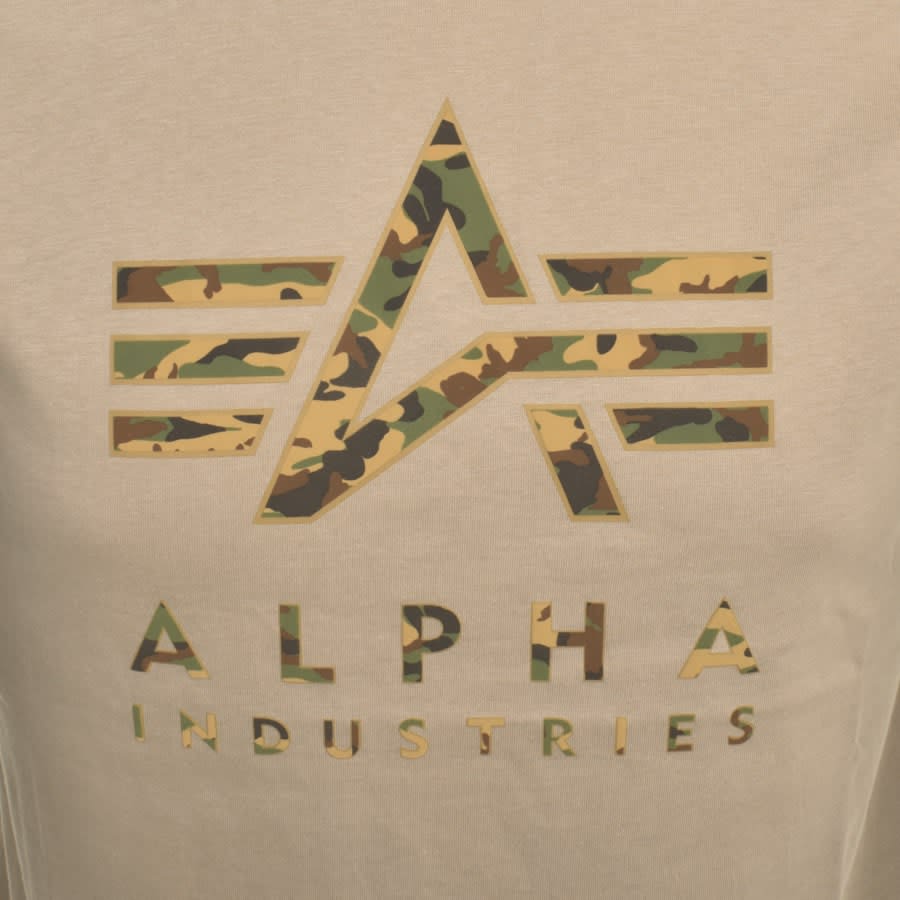 Alpha Industries Logo Camo T Shirt Khaki