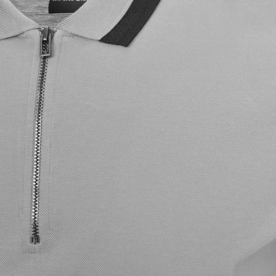 Emporio Armani Half Zip Logo Polo T Shirt Grey