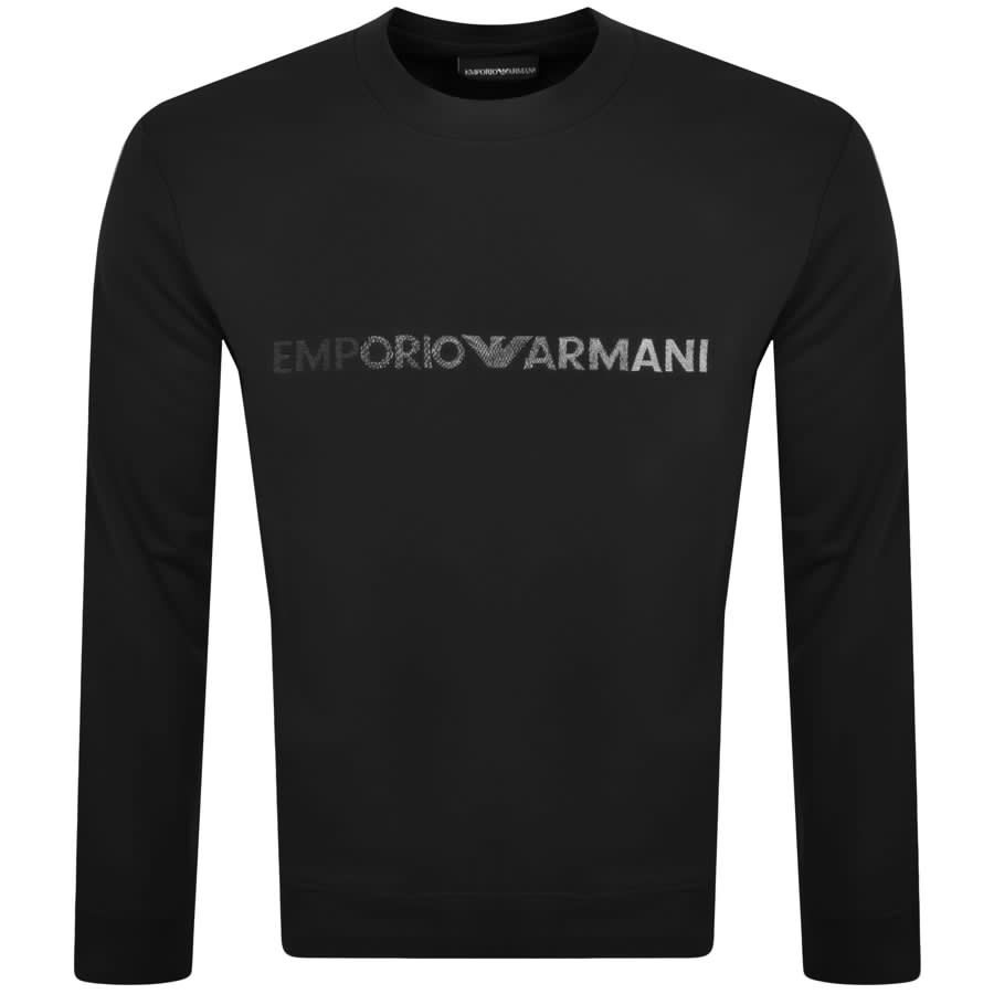 Emporio armani crew neck logo sweatshirt on sale black