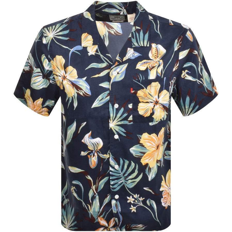 Levis Sunset Camp Short Sleeved Shirt Navy