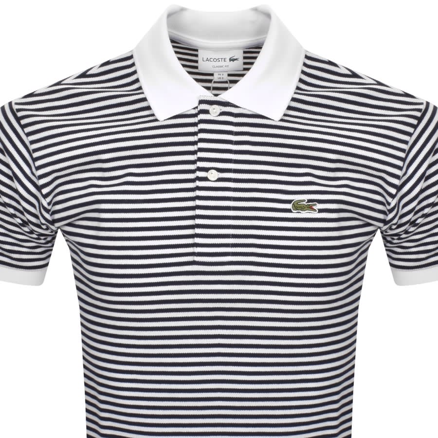 Lacoste Short Sleeved Stripe Polo T Shirt White | Mainline