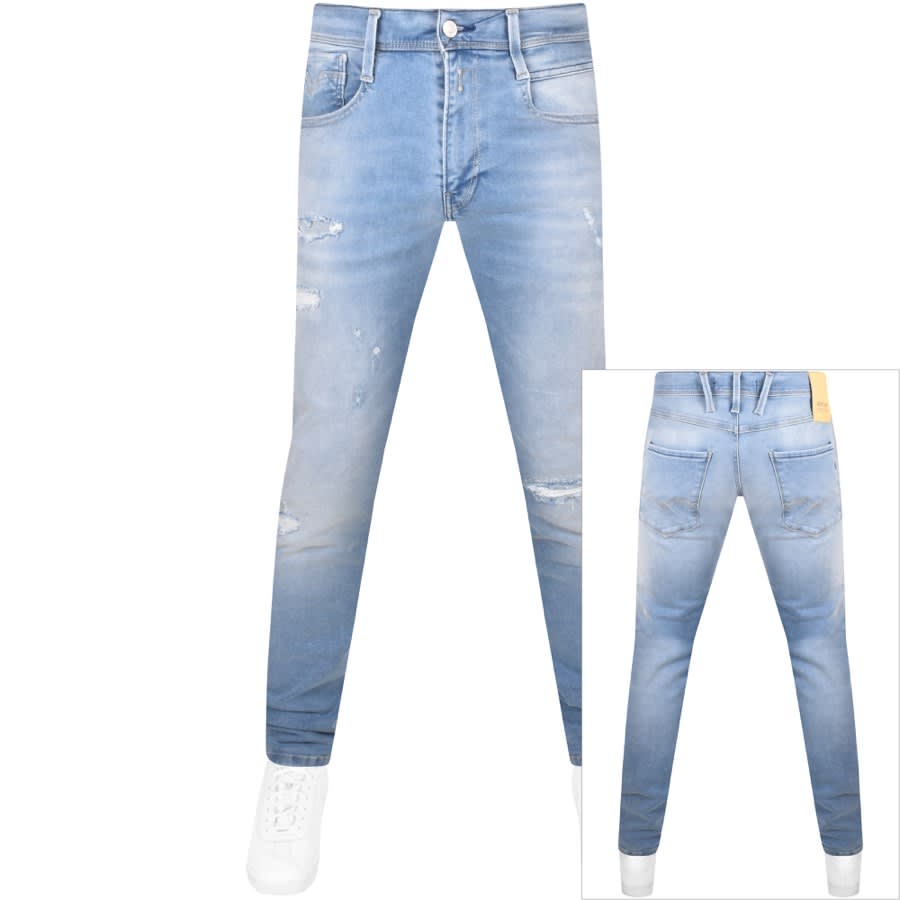 Replay Anbass Slim Fit Jeans Light Wash BlueReplay Anbass Slim Fit Jeans Light Wash Blue Male 30W 34L