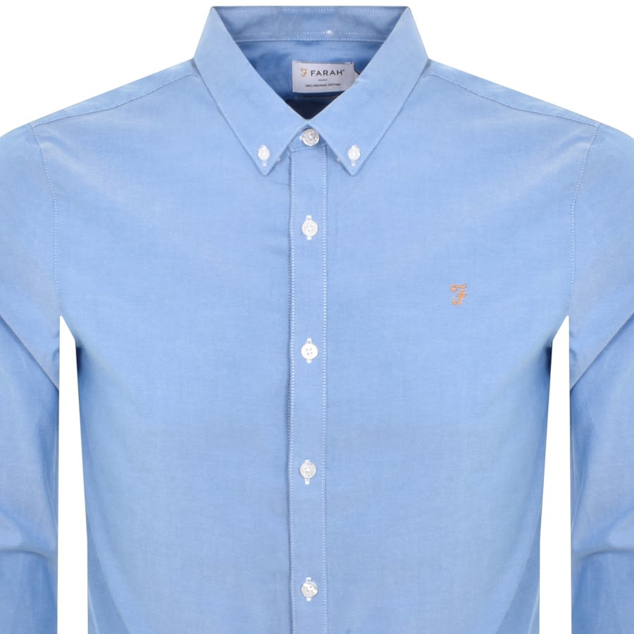 Farah Vintage Brewer Long Sleeve Shirt Blue Mainline Menswear